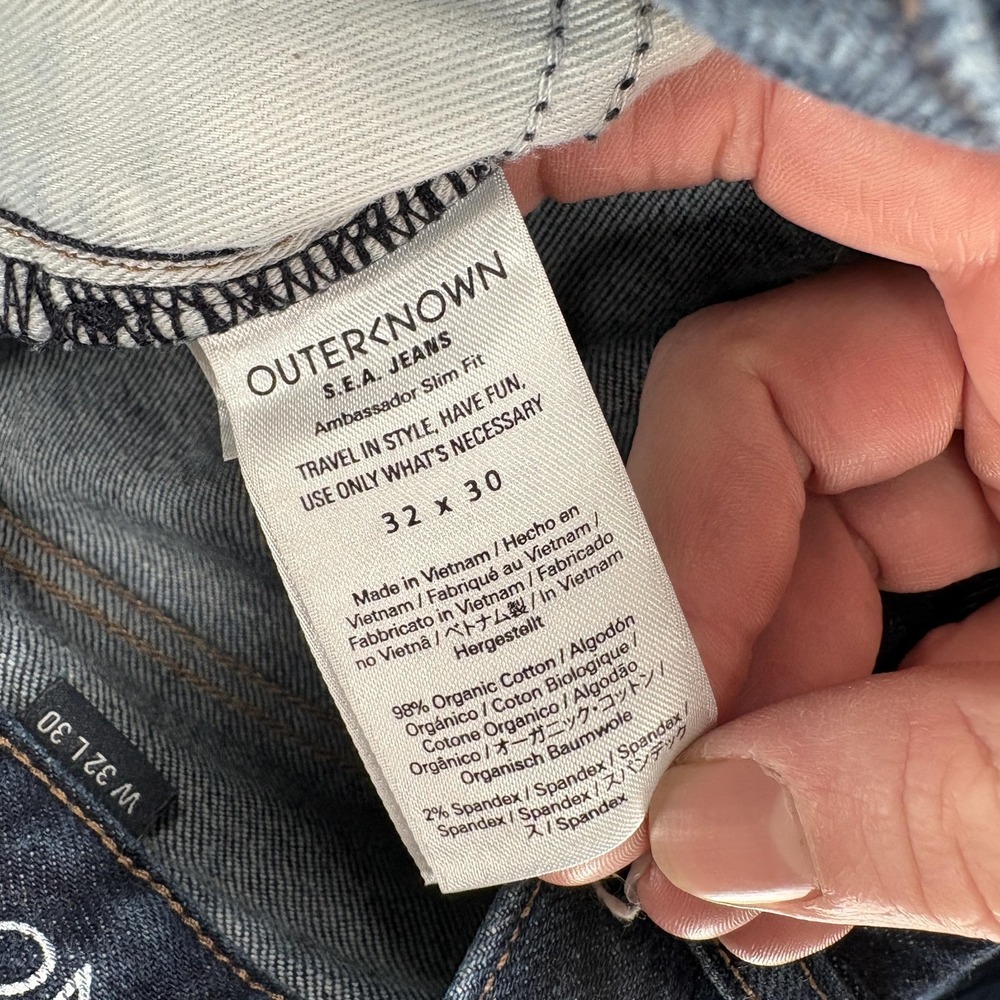 Outerknown Men’s Slim Jeans in Dark Indigo - Picture 5 of 14